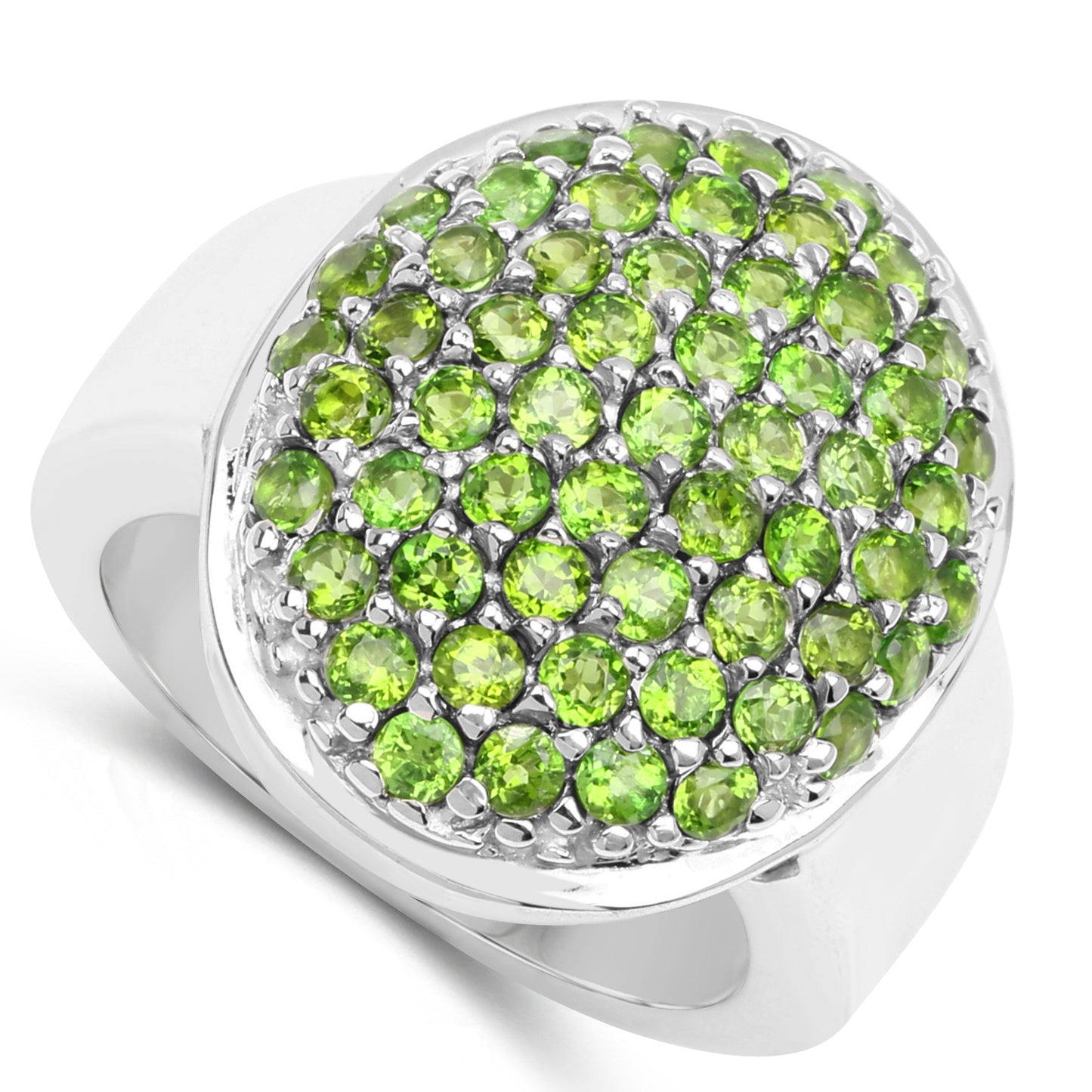 Genuine Chrome Diopside Sterling Silver Graduated Ring