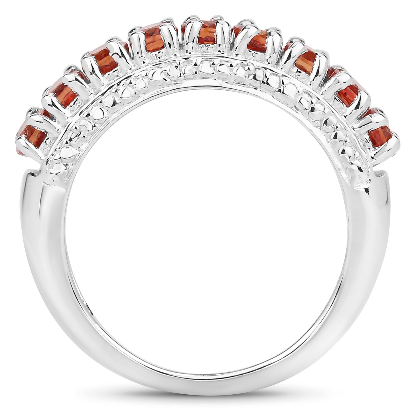 Genuine Orange Sapphire Sterling Silver Band Ring