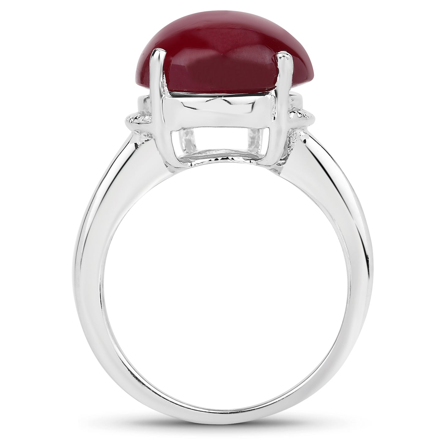 14K Yellow Gold Plated Glass Filled Ruby Sterling Silver Solitaire Ring