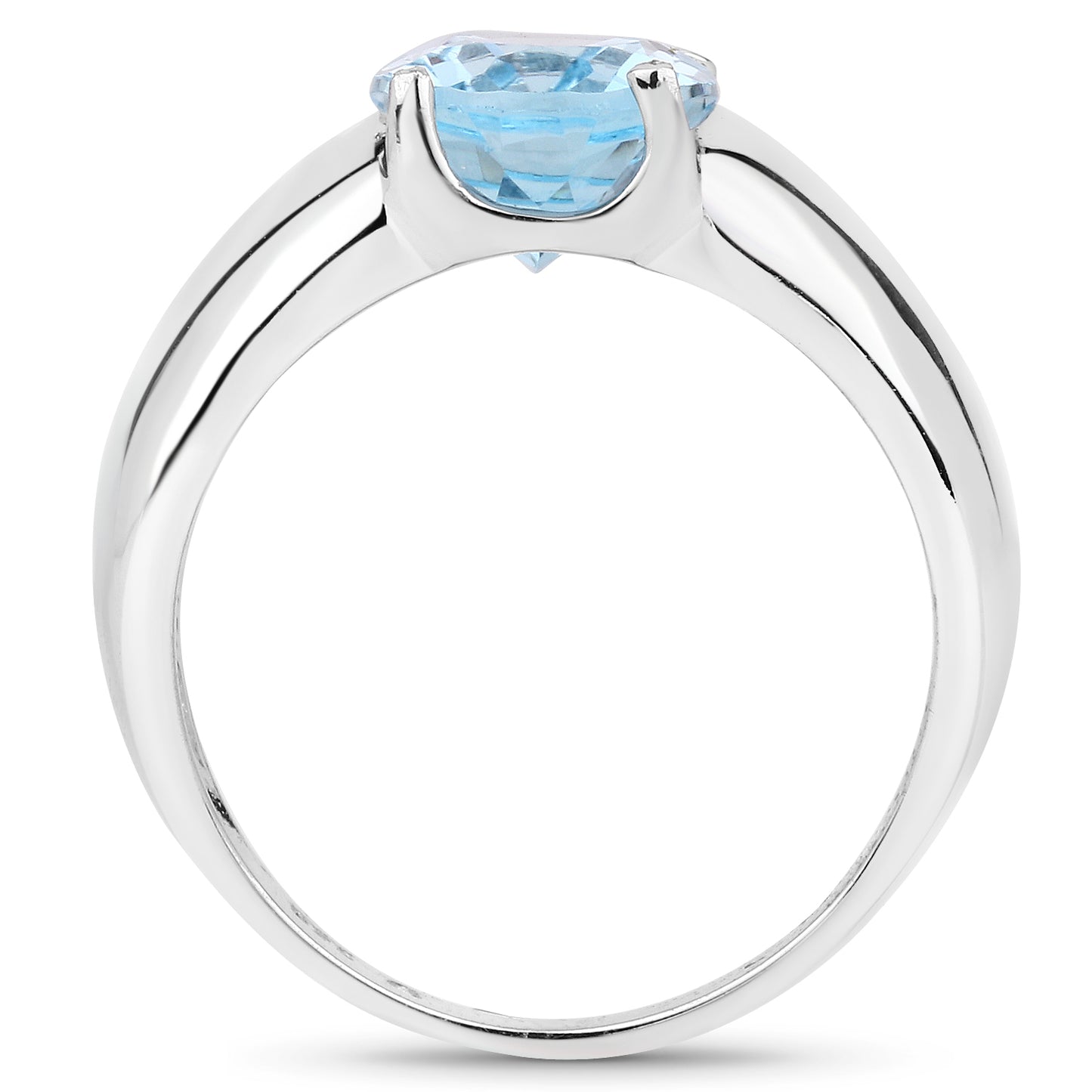 Genuine Blue Topaz Sterling Silver Solitaire Ring