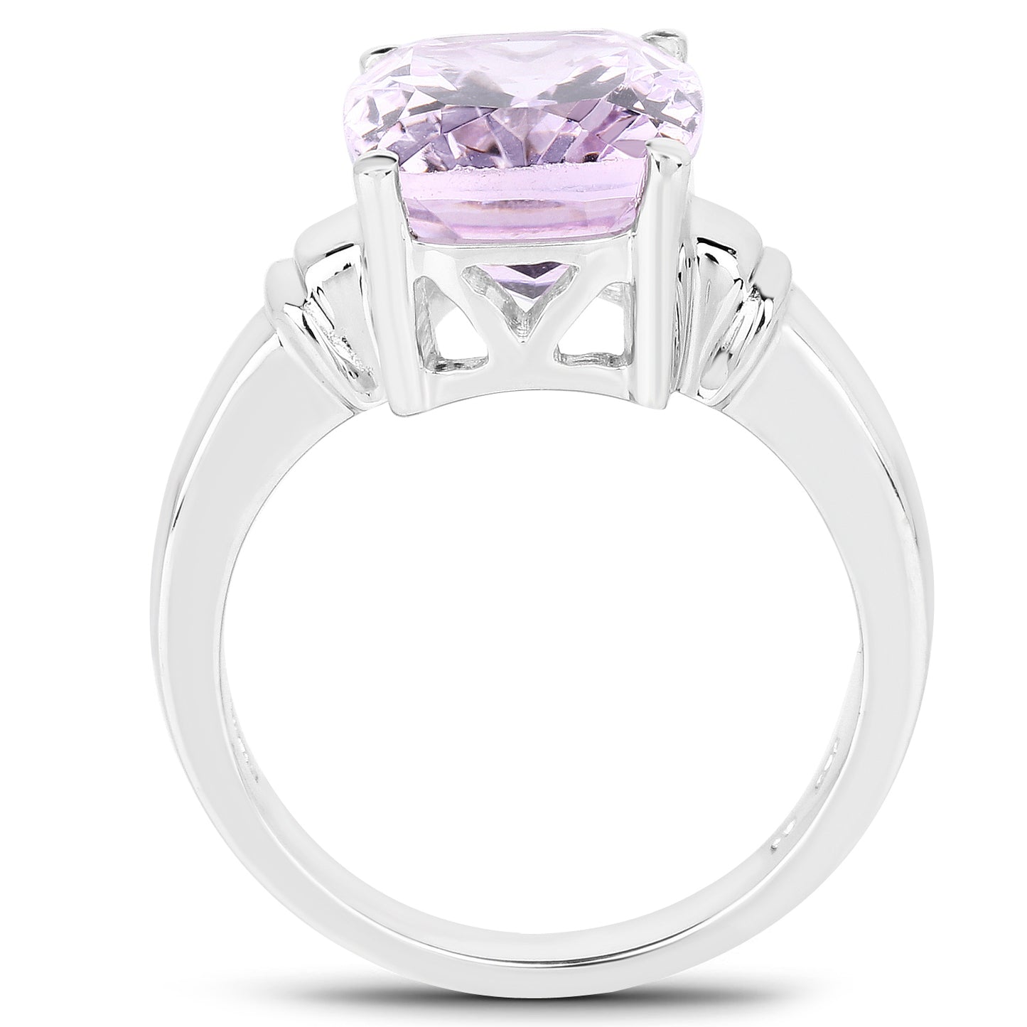 Genuine Pink Amethyst Sterling Silver Solitaire Ring