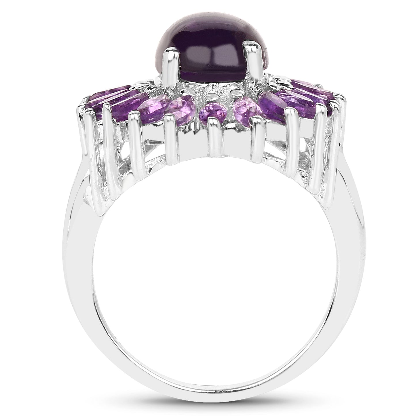 Genuine Amethyst Sterling Silver Graduated Ring