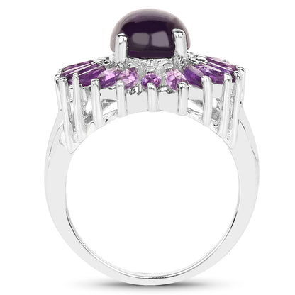 Genuine Amethyst Sterling Silver Graduated Ring