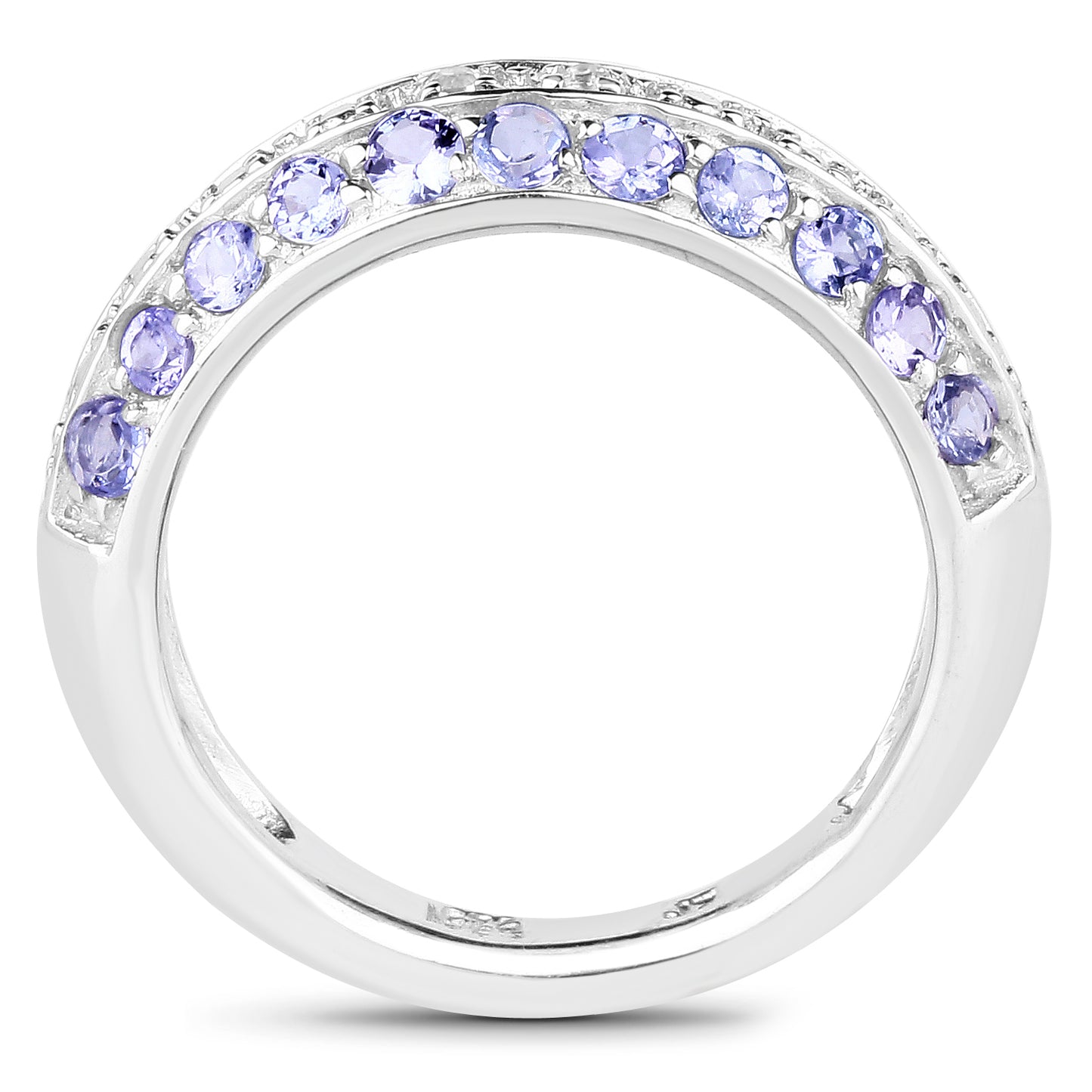 Genuine Tanzanite and White Topaz Sterling Silver Graduated Ring