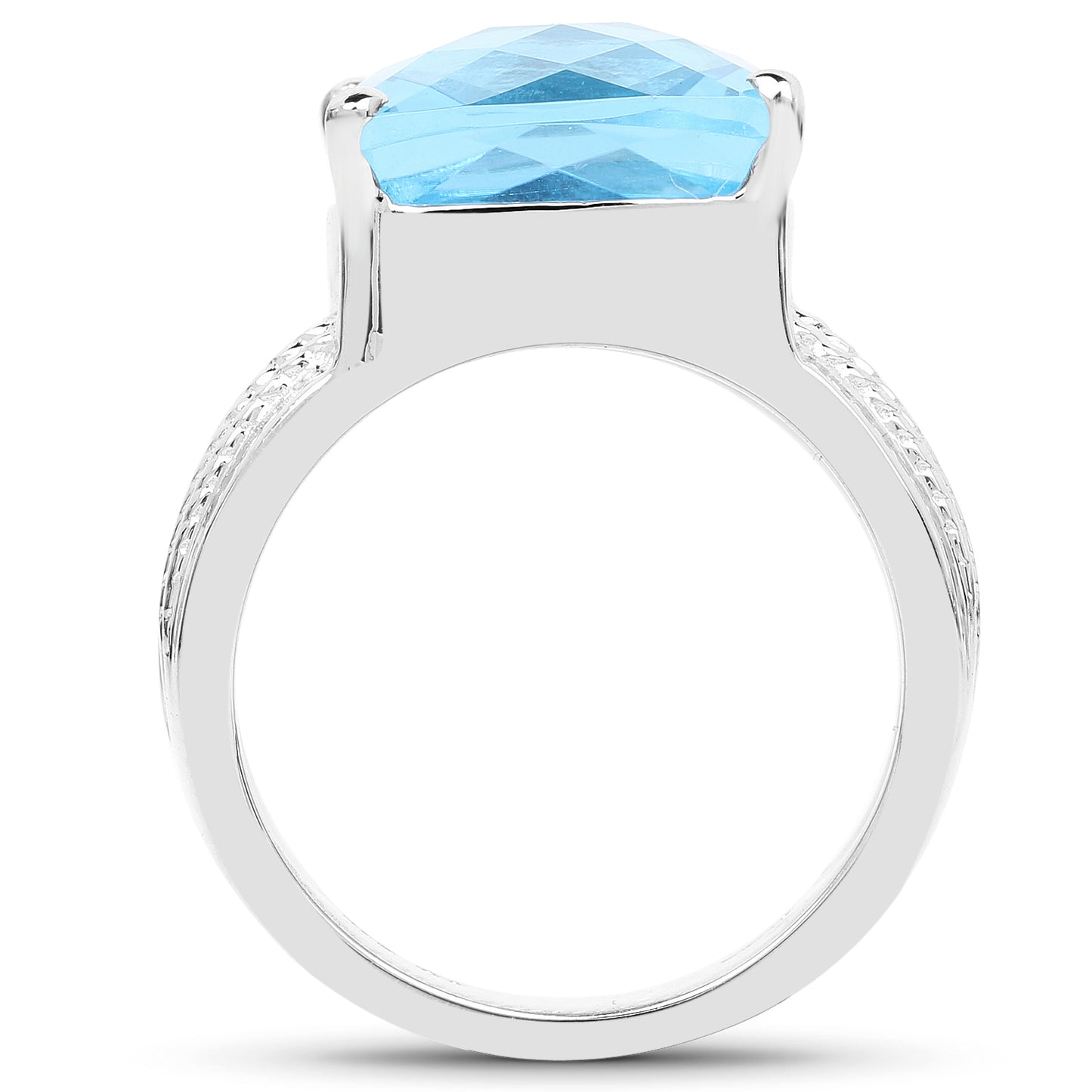 Genuine Swiss Blue Topaz Solitaire Sterling Silver Graduated Ring