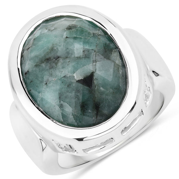 Dyed Emerald Sterling Silver Bold Ring