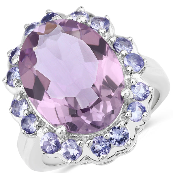 Genuine Amethyst and Tanzanite Sterling Silver Graduated Ring