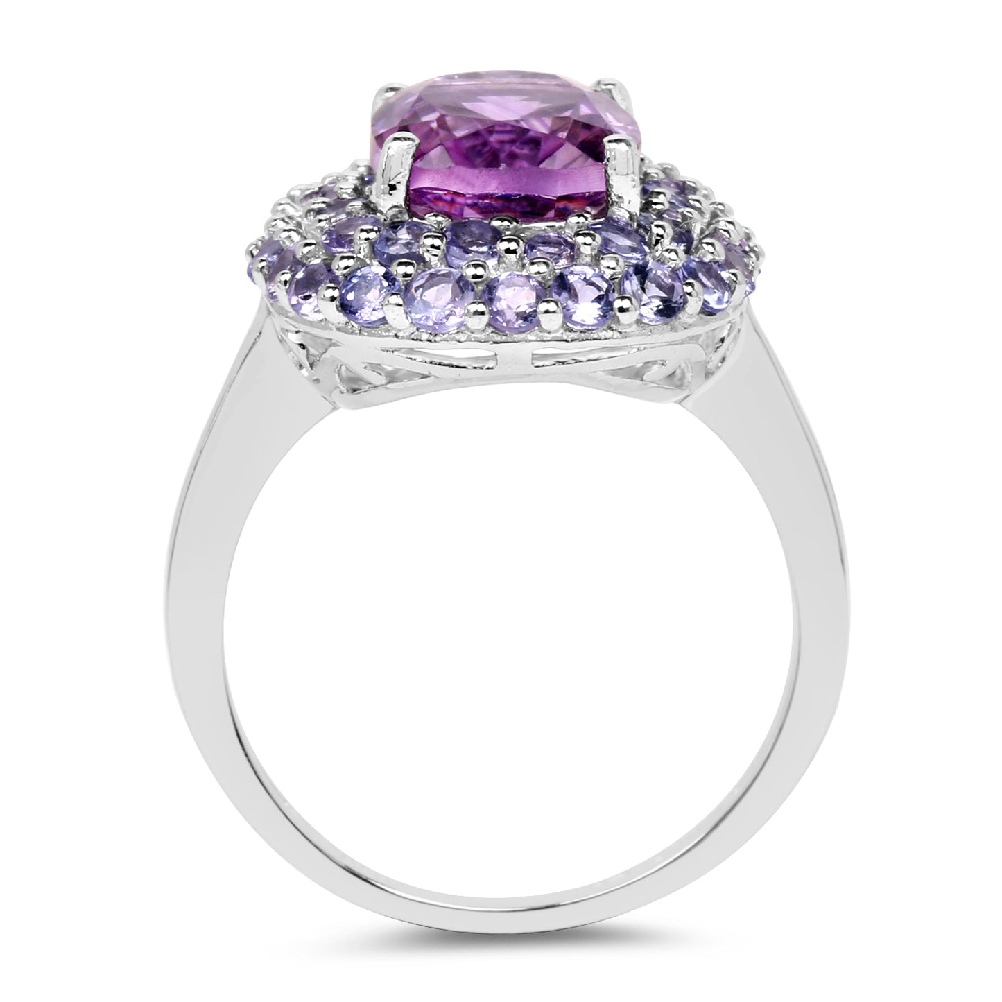 Genuine Amethyst and Tanzanite Sterling Silver Graduated Ring