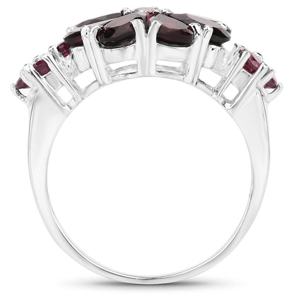 Genuine Garnet and Rhodolite Sterling Silver Graduated Ring