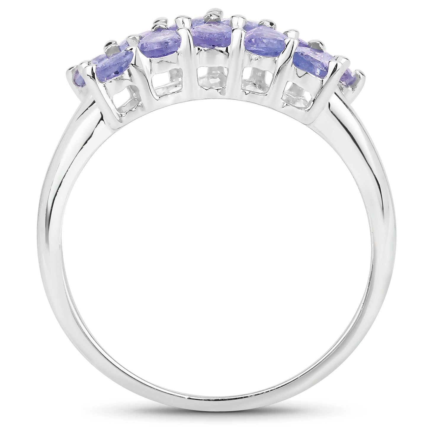 Genuine Tanzanite Sterling Silver Graduated Ring