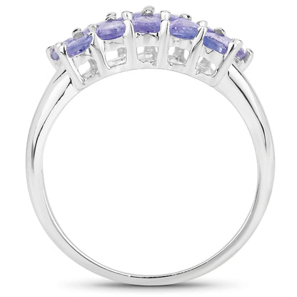 Genuine Tanzanite Sterling Silver Graduated Ring