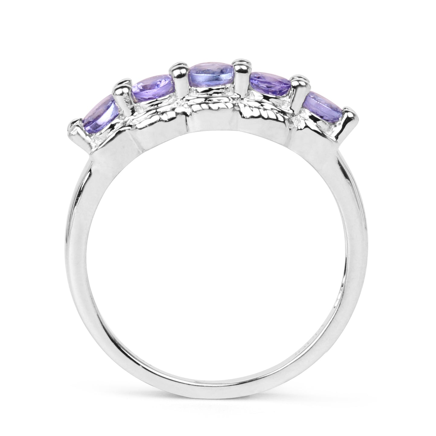 Genuine Tanzanite Sterling Silver 5-Stone Graduated Ring