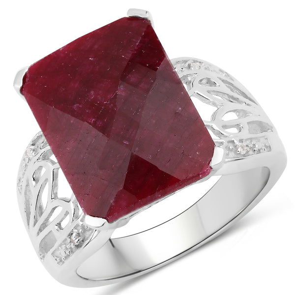 Dyed Ruby and White Topaz Sterling Silver Filigree Ring