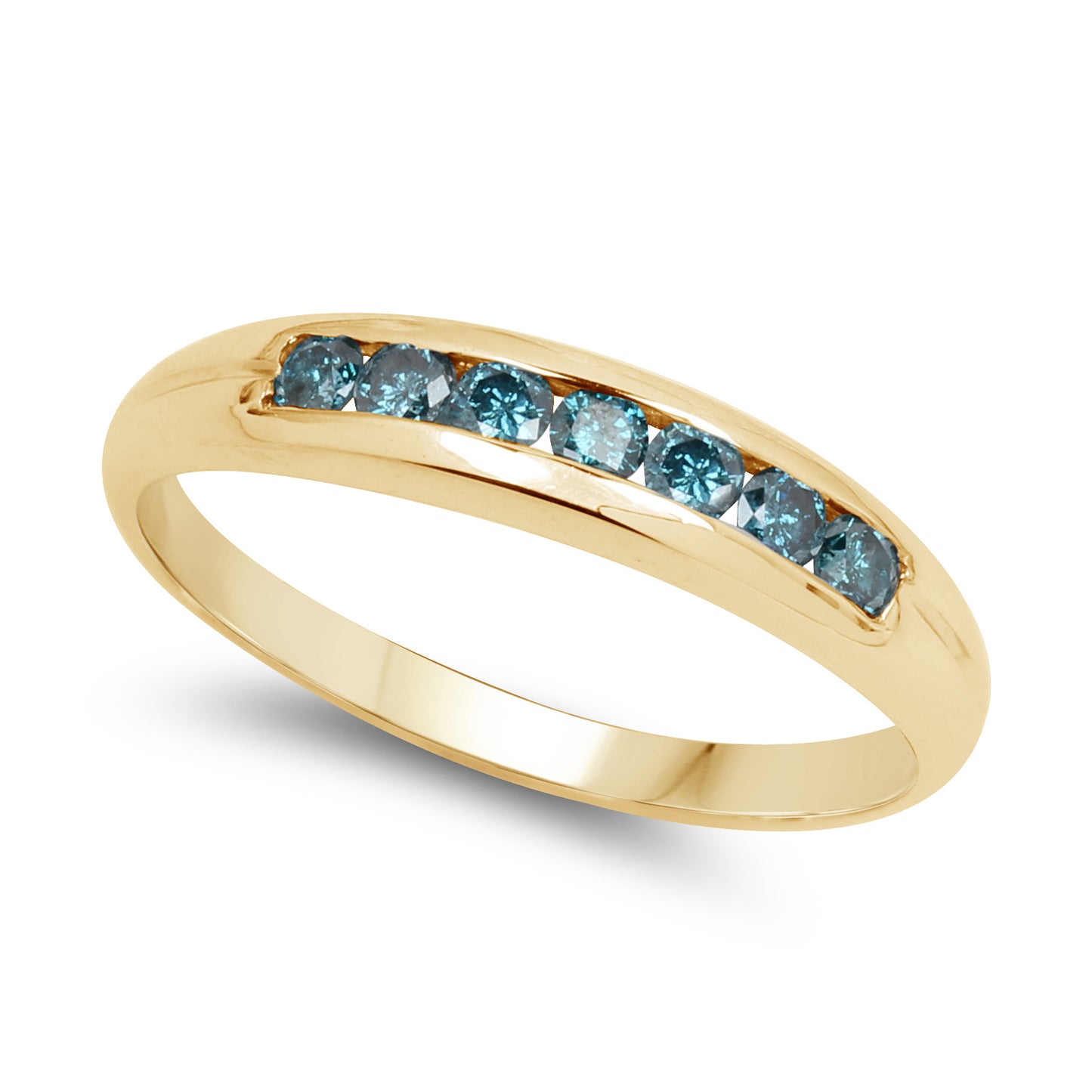 Genuine 14K Yellow Gold Plated Blue Diamond Sterling Silver Ring