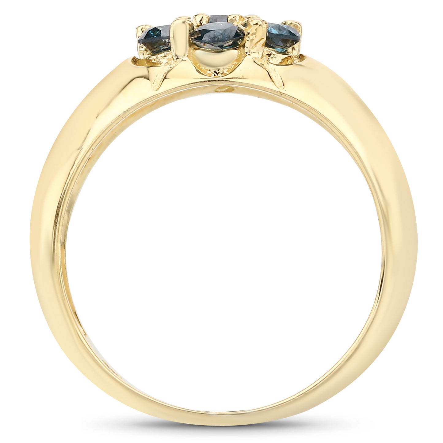 Genuine 14K Yellow Gold Plated Blue Diamond Sterling Silver Ring