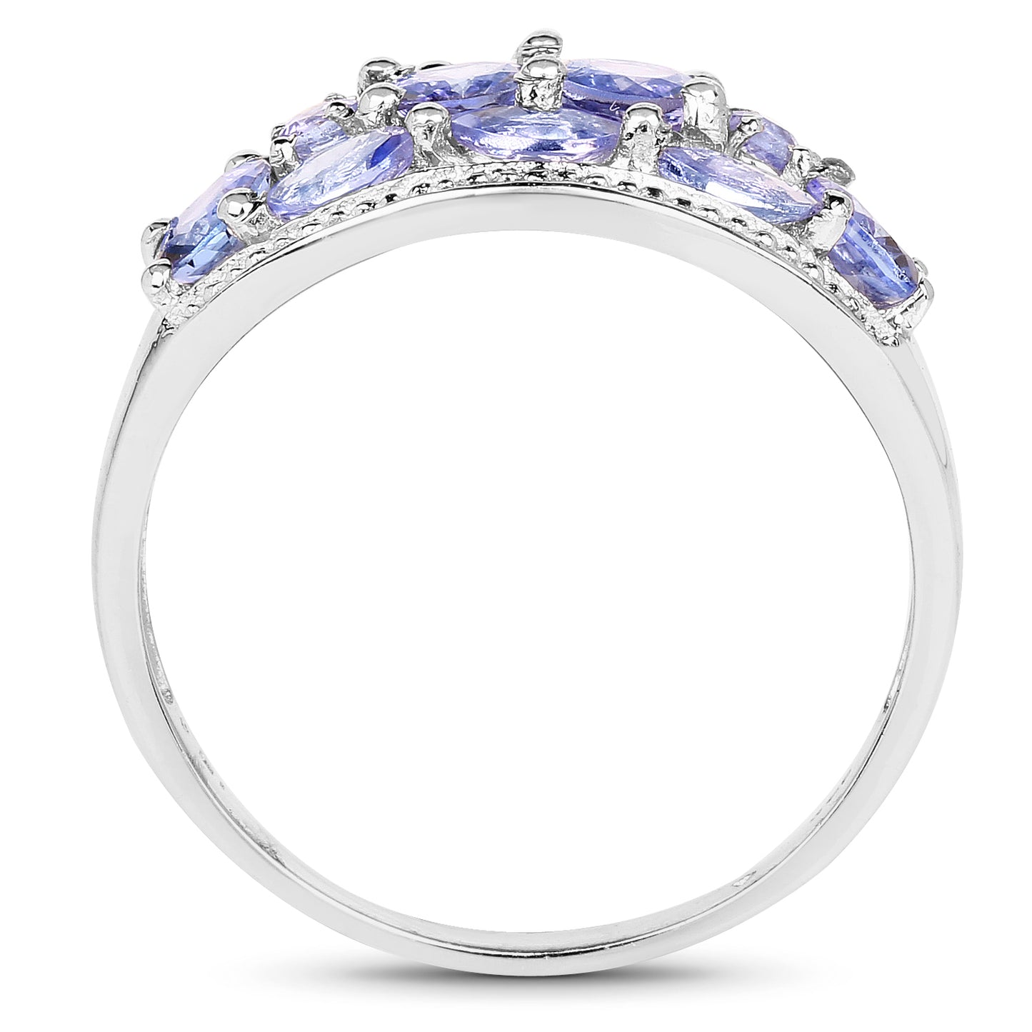 Genuine Tanzanite Sterling Silver Cluster Ring