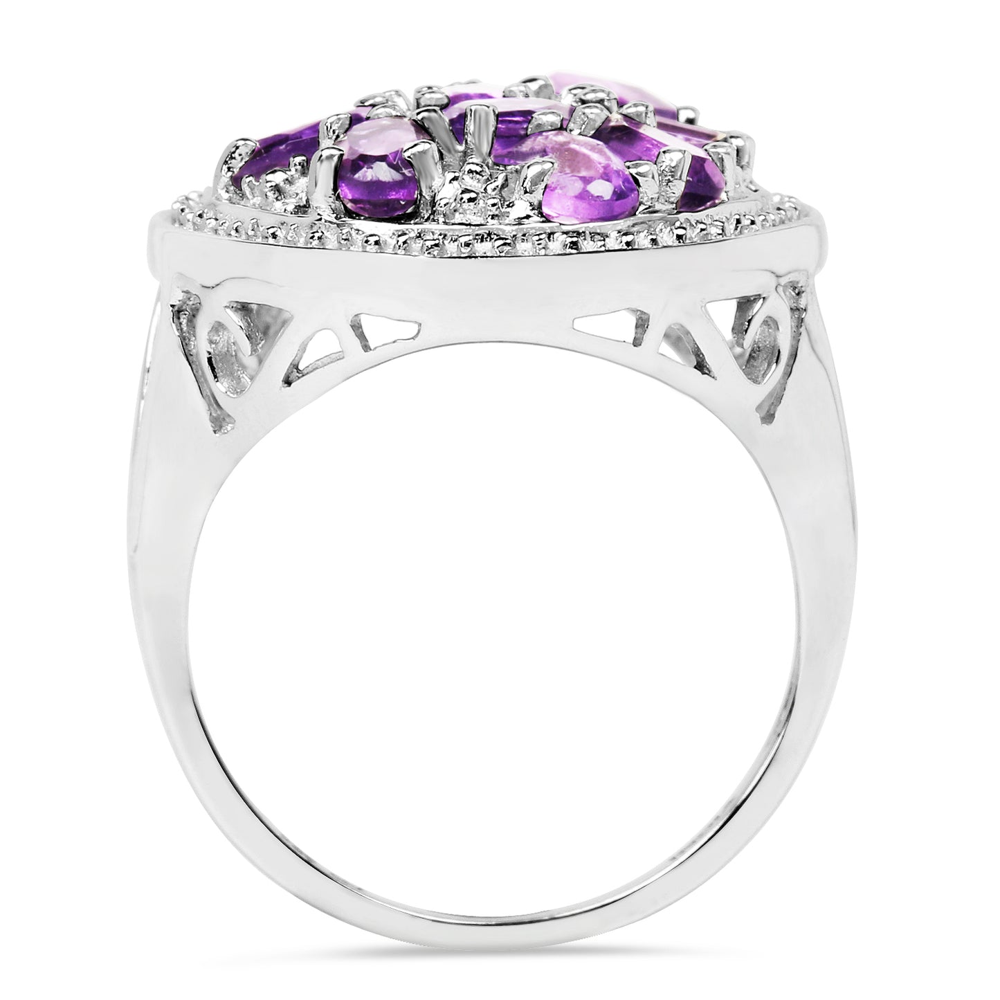 Genuine Amethyst Sterling Silver Graduated Ring