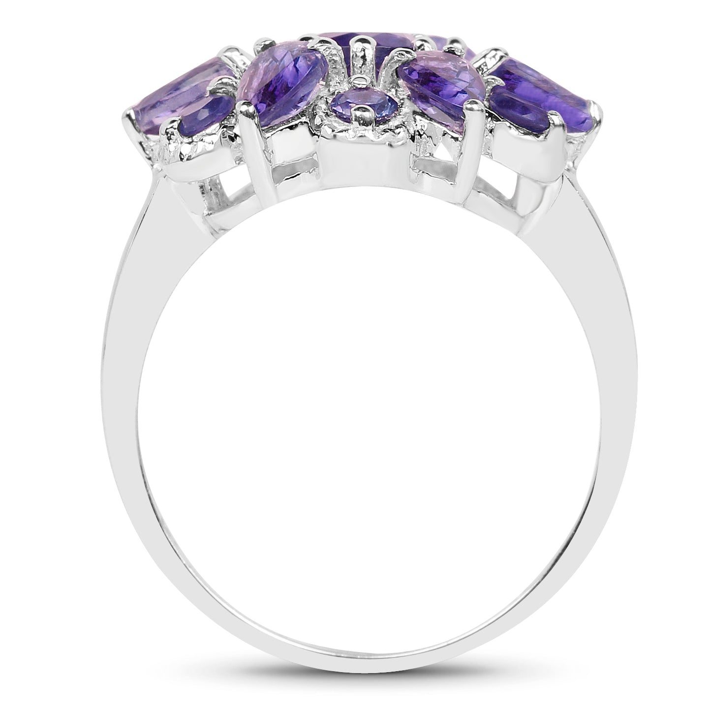 Genuine Amethyst Sterling Silver Floral Ring