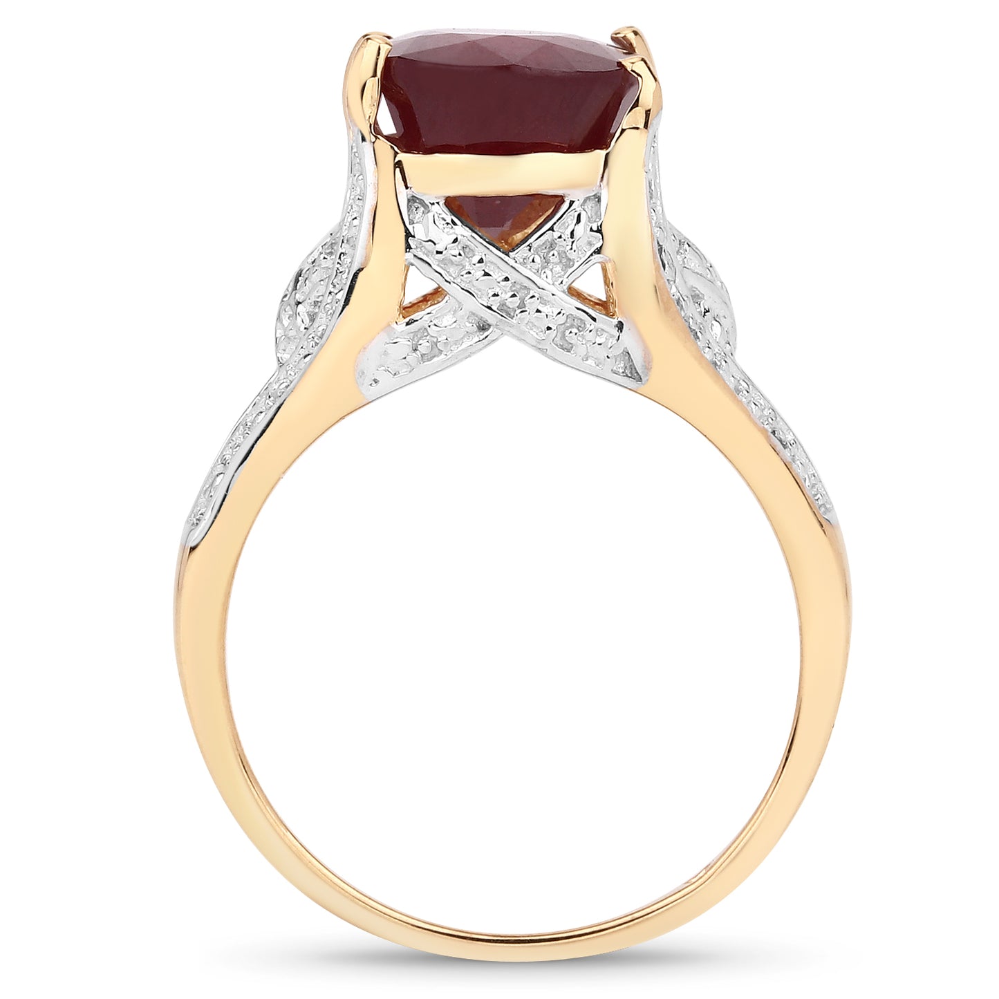 14K Yellow Gold Plated Glass Filled Ruby Sterling Silver Solitaire Ring