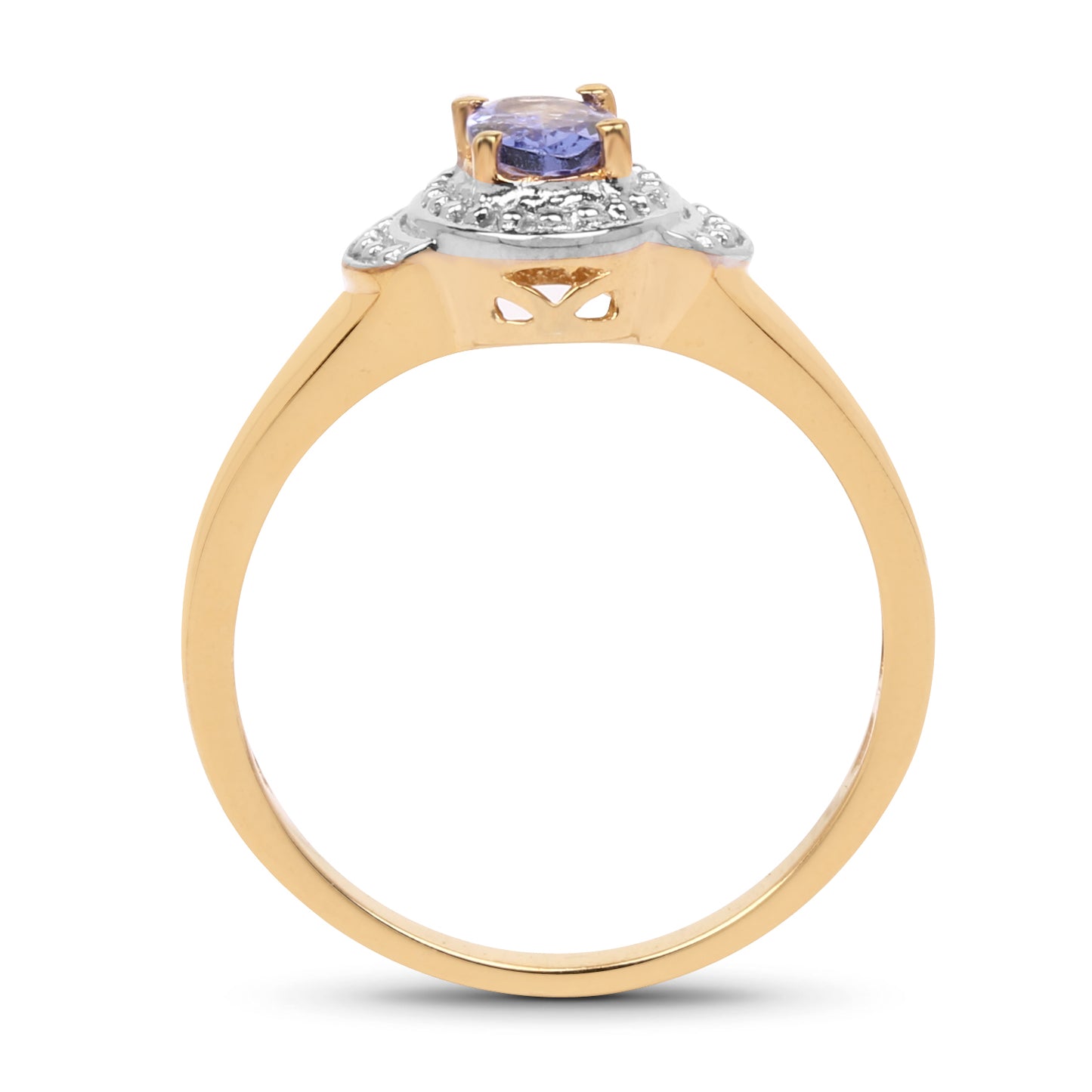 Genuine 14K Yellow Gold Plated Tanzanite Sterling Silver Ring