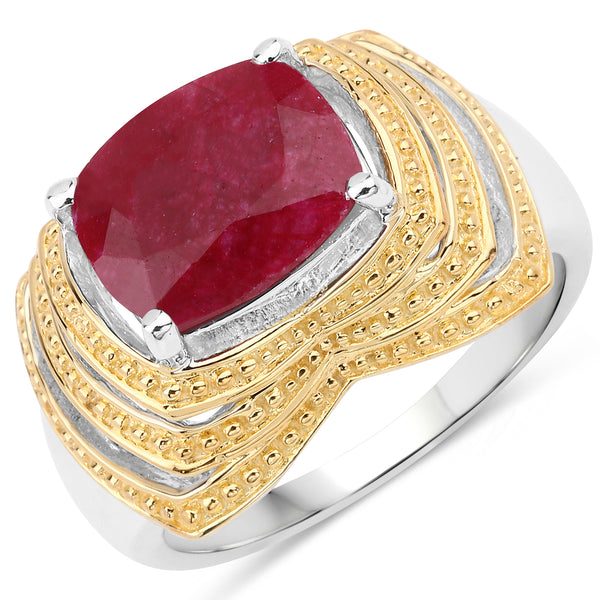 Dyed Ruby Sterling Silver Solitaire Ring