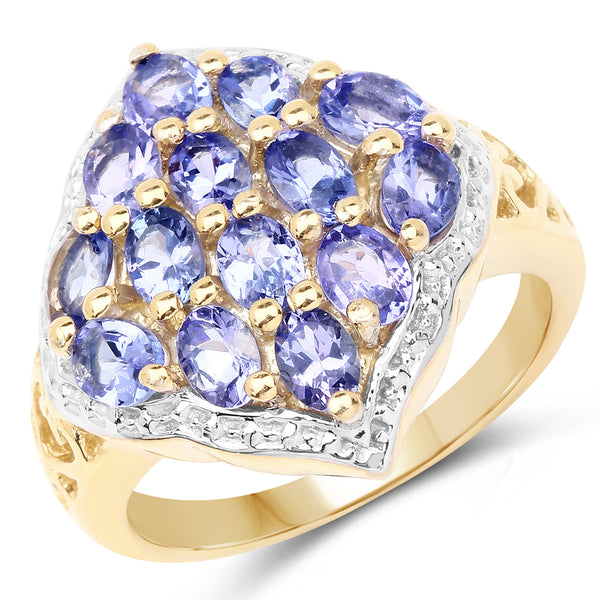 Genuine 14K Yellow Gold Plated Tanzanite Sterling Silver Ring