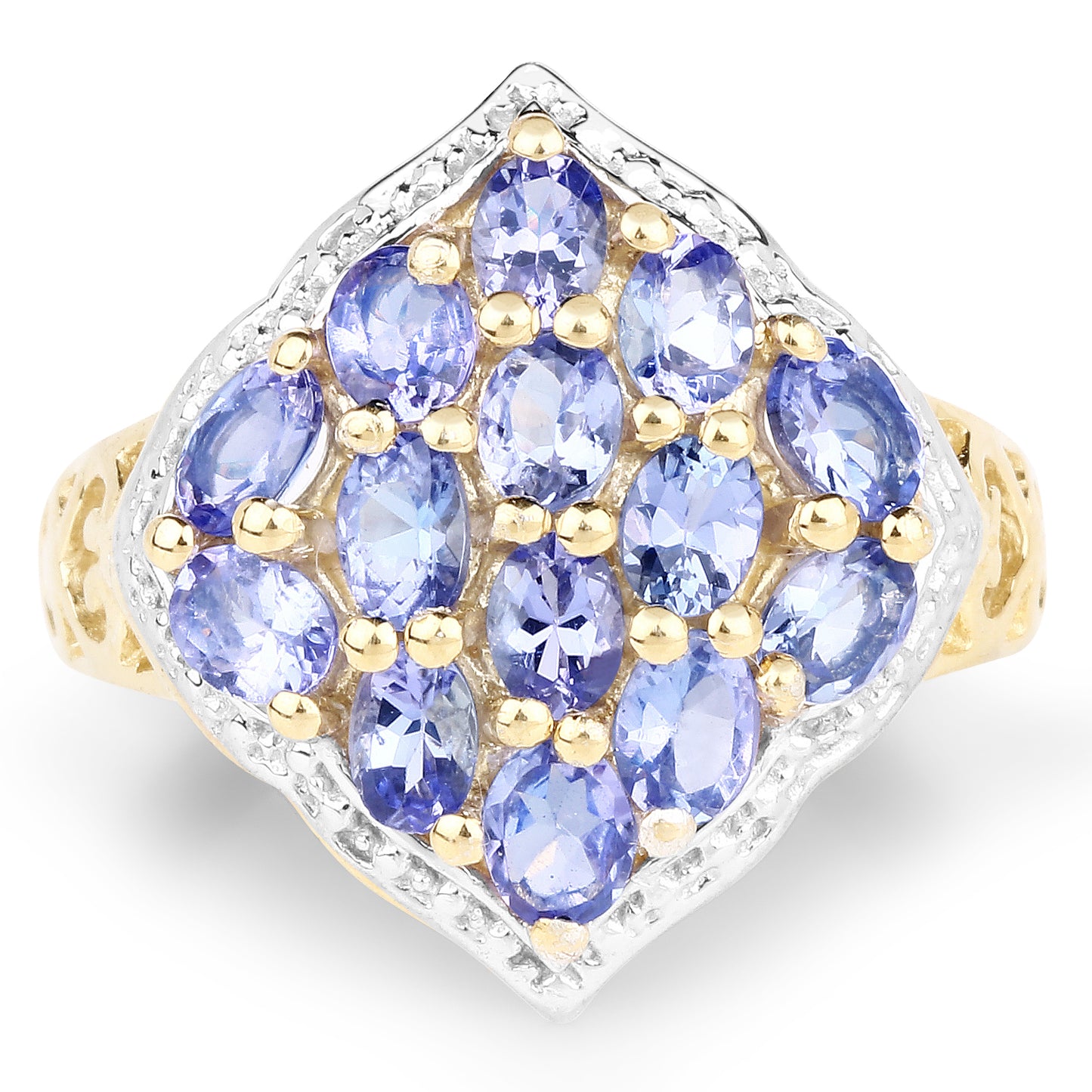 Genuine 14K Yellow Gold Plated Tanzanite Sterling Silver Ring