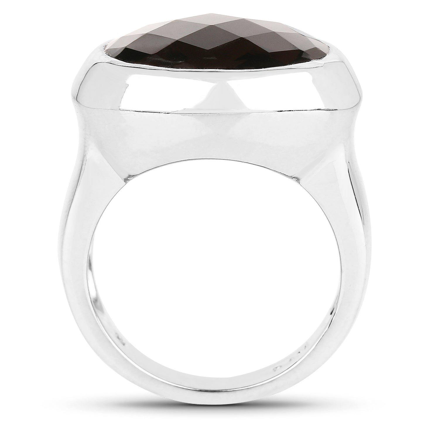 Genuine Smoky Quartz Sterling Silver Solitaire Ring