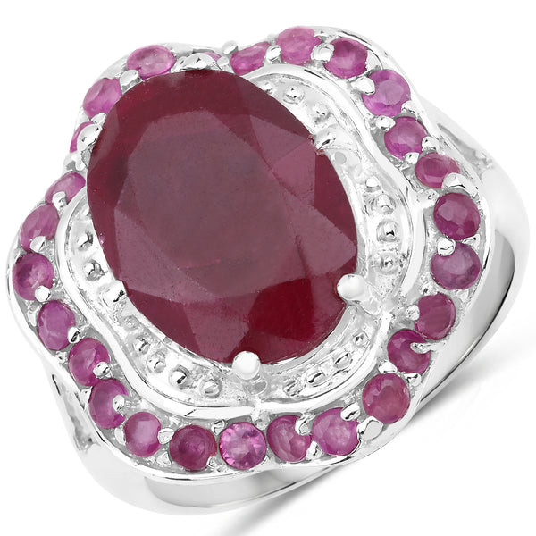 Dyed Ruby and Ruby Sterling Silver Graduated Ring