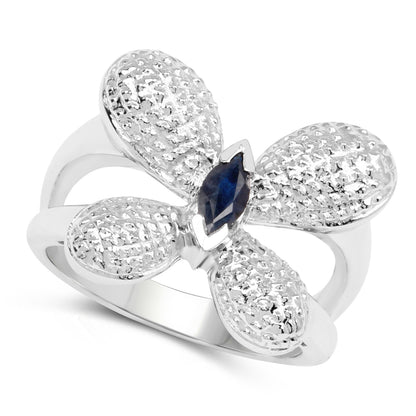 Genuine Blue Sapphire Sterling Silver Butterfly Ring