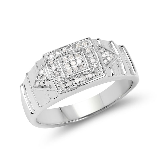 Genuine 14K White Gold Plated White Diamond Sterling Silver Bridal Ring