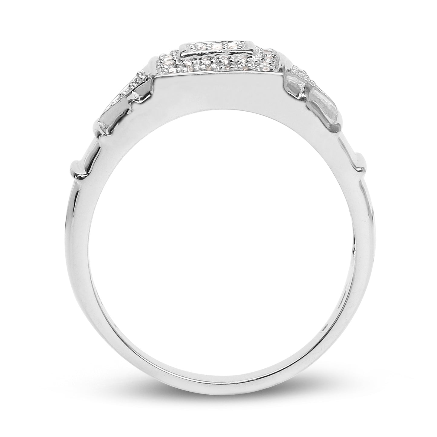 Genuine 14K White Gold Plated White Diamond Sterling Silver Bridal Ring