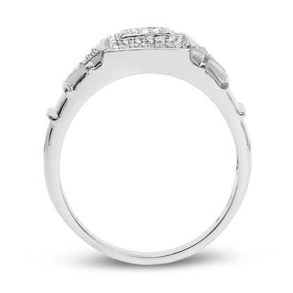 Genuine 14K White Gold Plated White Diamond Sterling Silver Bridal Ring