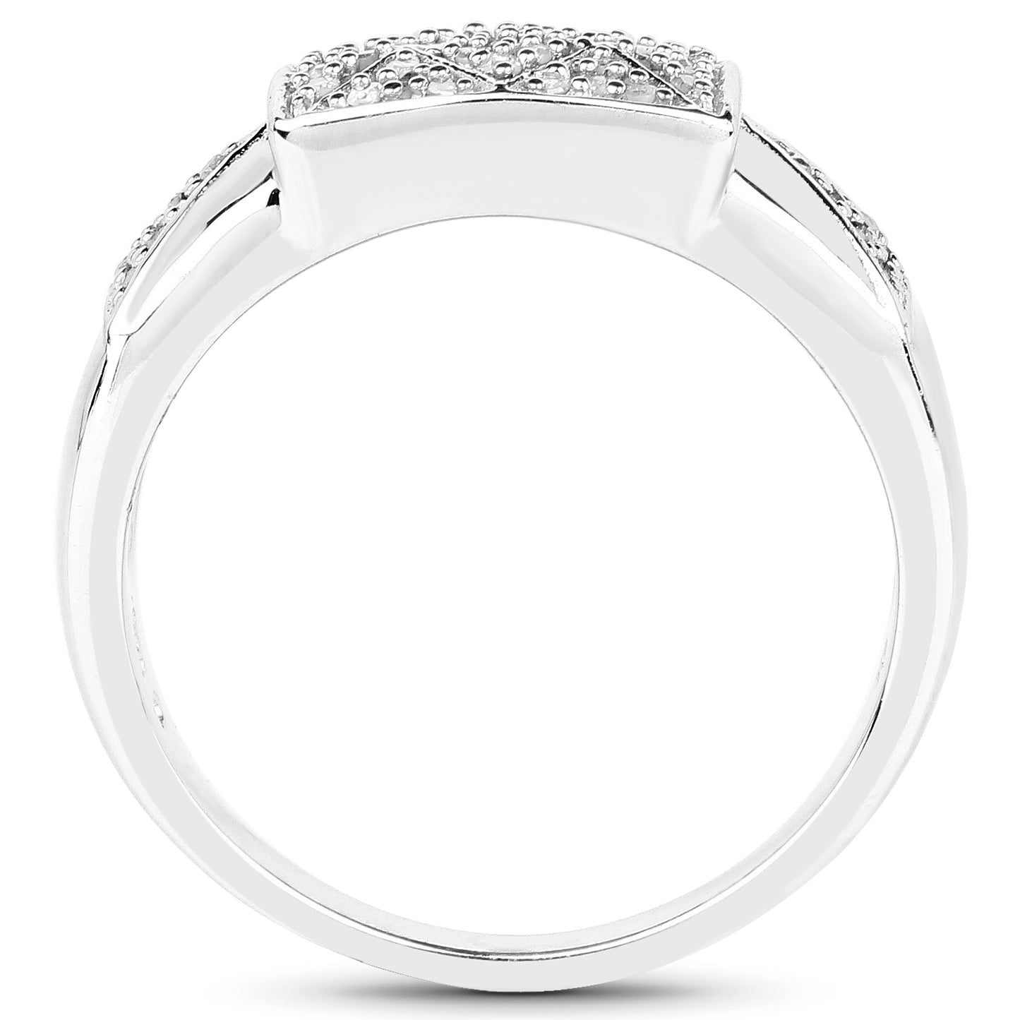 Genuine 14K White Gold Plated White Diamond Sterling Silver Ring