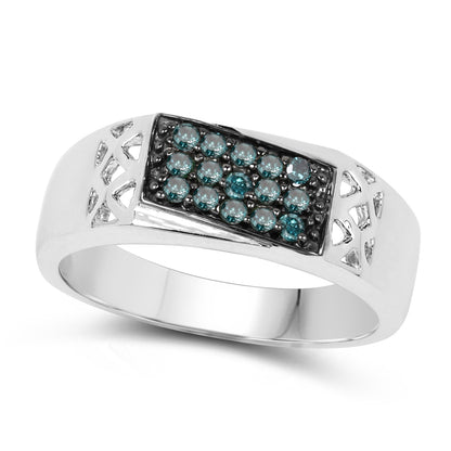 Genuine Blue Diamond Sterling Silver Graduated Ring