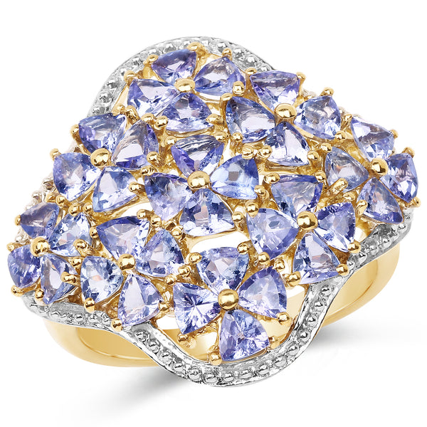 Genuine 14K Yellow Gold Plated Tanzanite Sterling Silver Ring