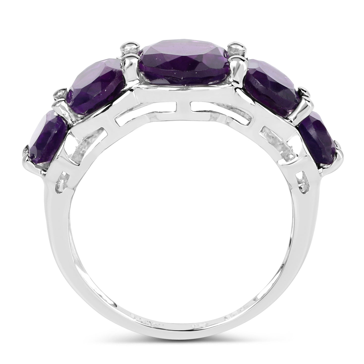 Genuine Amethyst Sterling Silver Graduated Ring