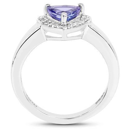 Genuine Tanzanite and White Topaz Sterling Silver Graduated Ring