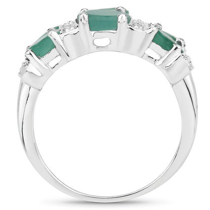 Genuine Emerald Sterling Silver Band Ring