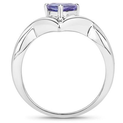 Genuine Tanzanite Sterling Silver Solitaire Ring